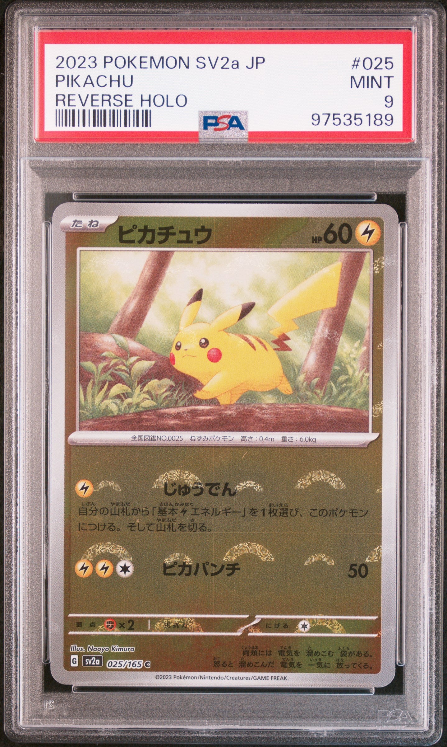 Carte Pokémon Pikachu REV Pokéball sv2a 025/165 PSA 9